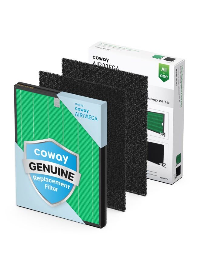 COWAY Airmega 150 Air Purifier Replacement Filter Set, Green True HEPA and Active Carbon Filter, AP-1019C-FP - Image 1